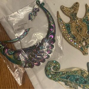 Colorful Peacock Brooch Set